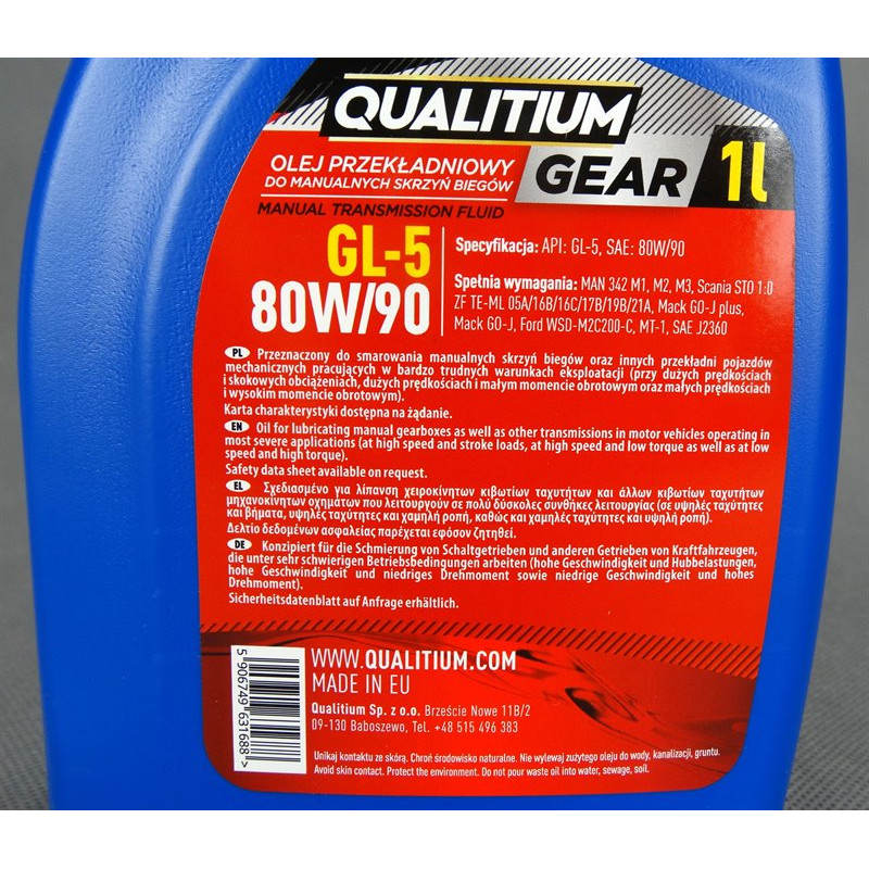 OLEJ PRZEKŁADNIOWY QUALITIUM GEAR GL-5 80W90 - 1L